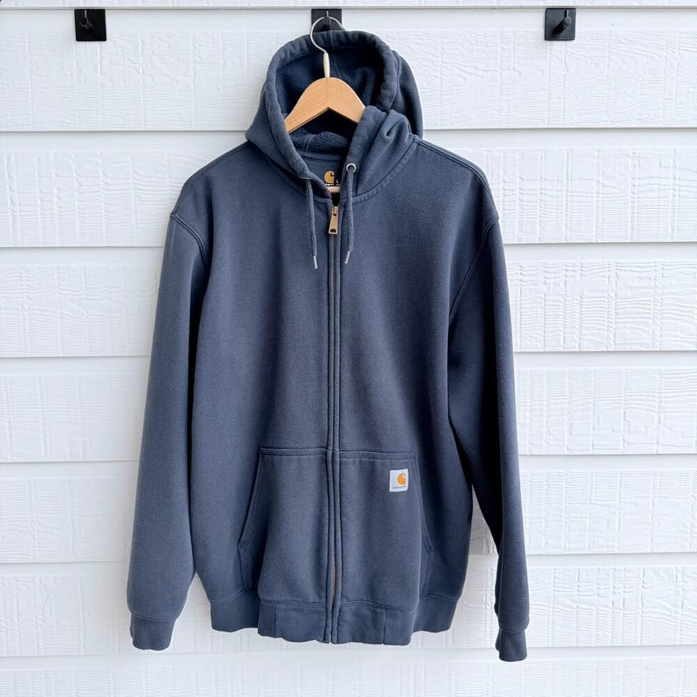 Carhartt Full Zip Hoodie L Navy Original Fit Workwear Heavyweight Sweatshirt